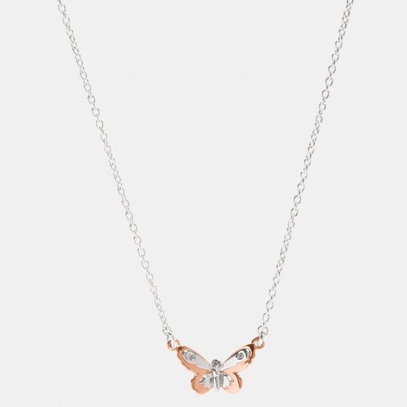 Coach Jewelry - NEW Coach Silver/Rosegold Butterfly Necklace